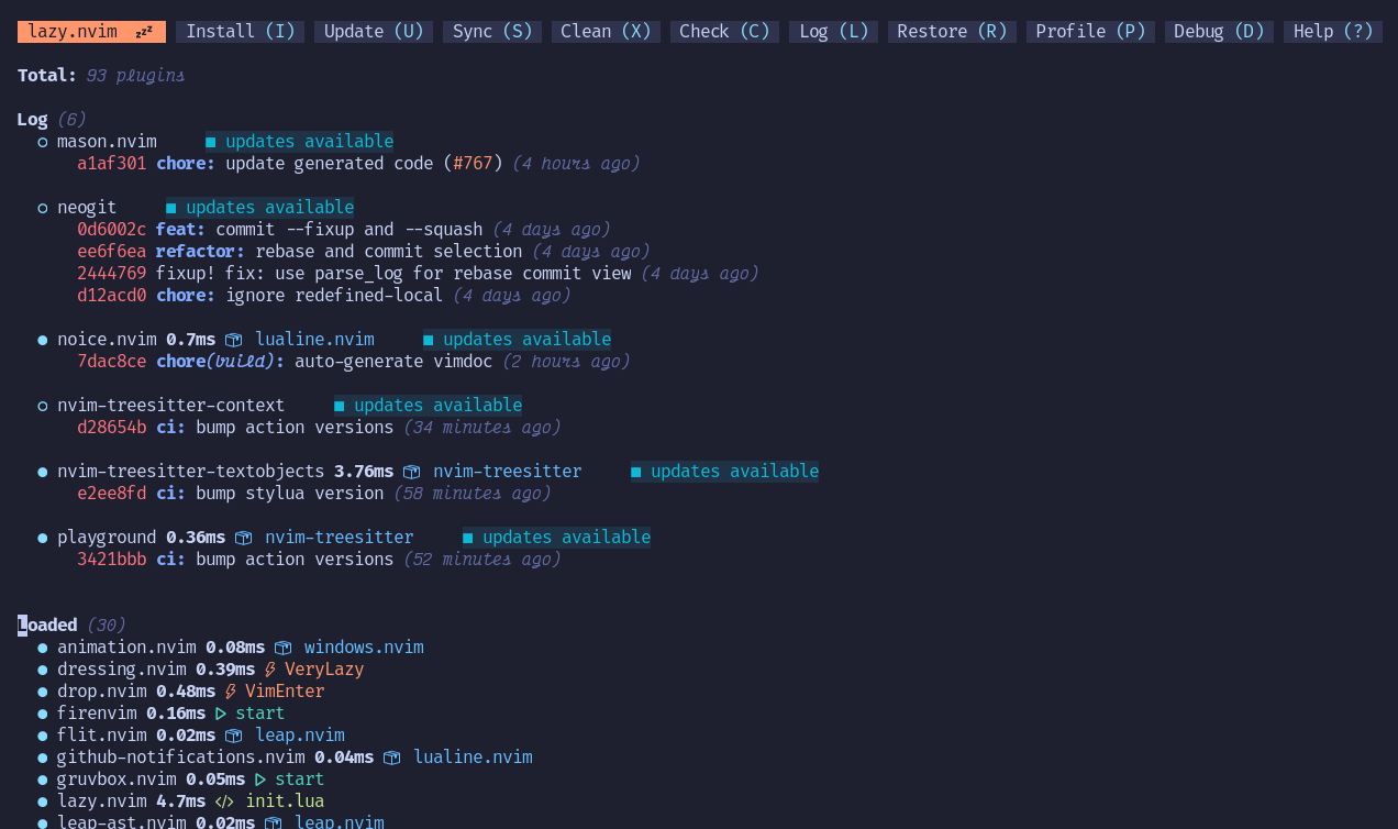 Capture d'écran montrant Neovim avec lazy-nvim